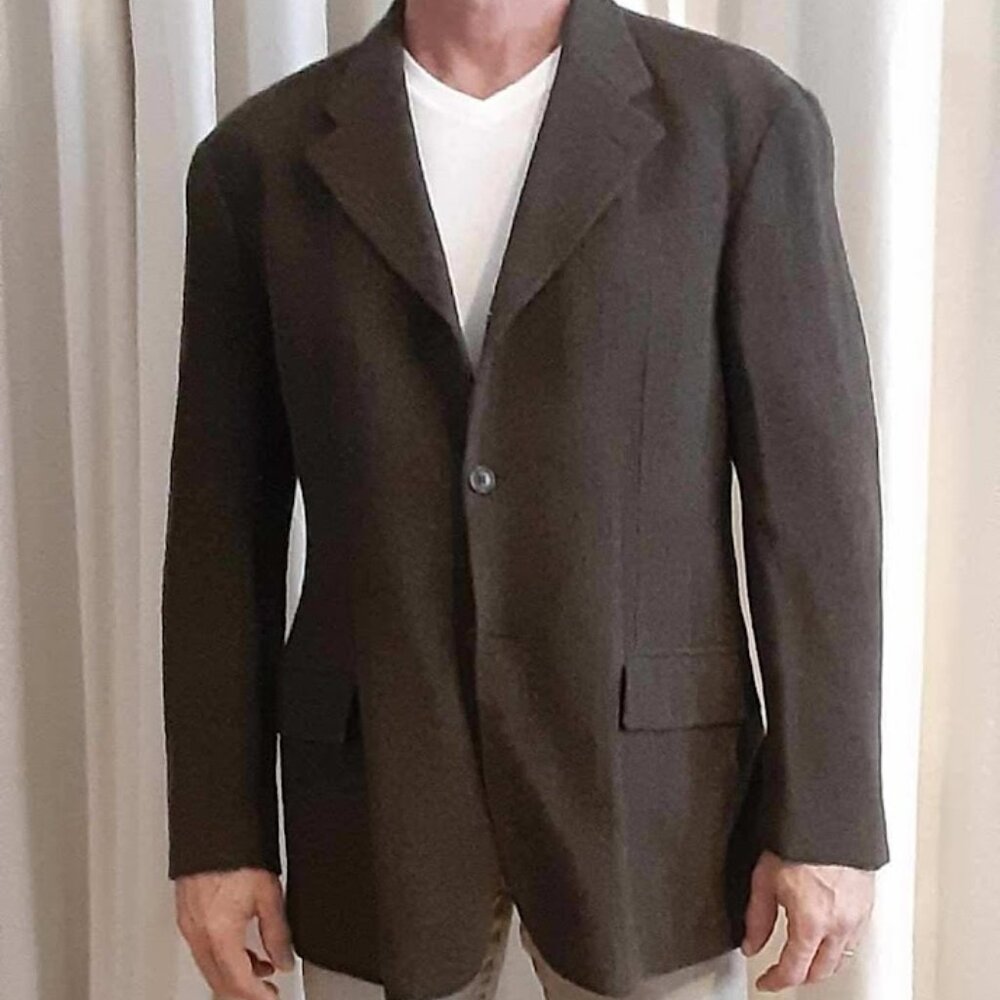 Gianfrance Ferre Tweedy Brown Wool Single Breasted Relaxed Jacket Men's M